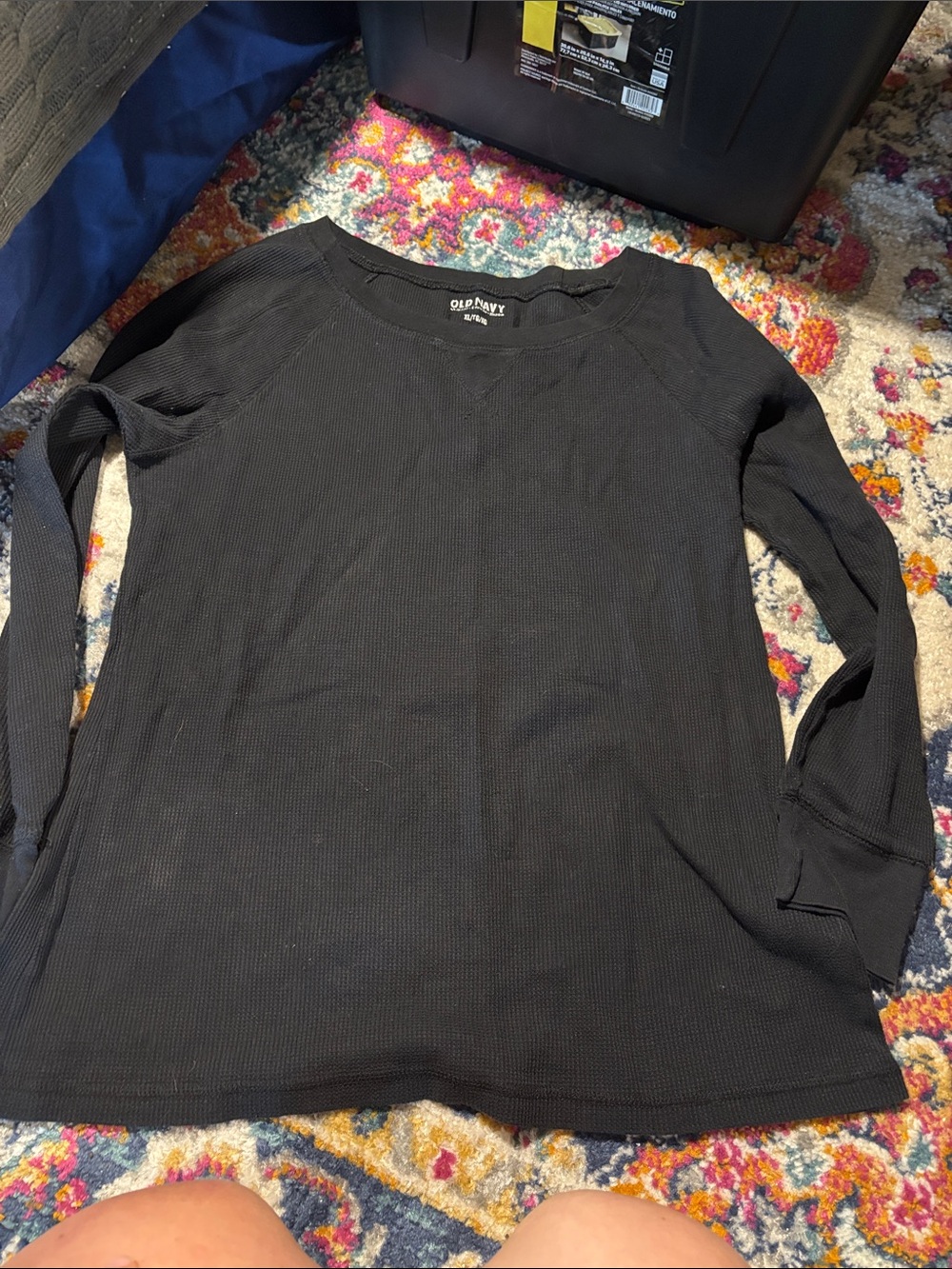 Old Navy Black Waffle-Knit Crewneck